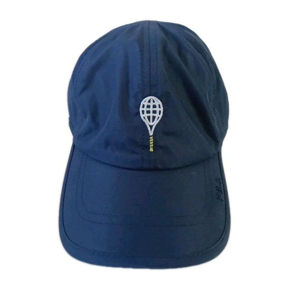 FILA ITHF Logo Embroidered Hat Cap Navy Blue Adjustable Strap Tennis Unisex OSFM